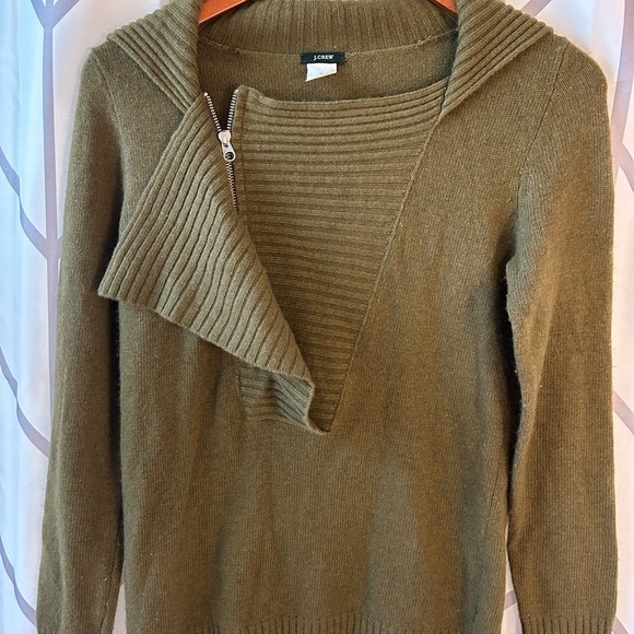 J. Crew Green Cowl Neck Sweater with Asymmetrical Design - Picture 1 of 4